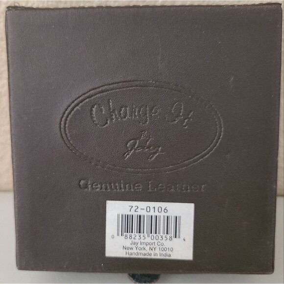 charge it by joey set of 4 brown leather coasters monogrammed with letter H - Picture 3 of 5